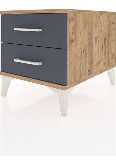 Kronos Komodin 2 Çekmeceli 44x59x48 Çam-antrasit Çam