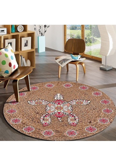 Jüt Yuvarlak Hasır Halı Yolluk Salon Oda Mutfak Halısı Ks-1040