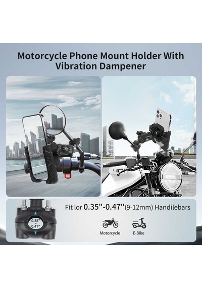 Mechrıg 9-16 Mm Boru Çapı Uyumlu Motosiklet Dikiz Aynası Telefon