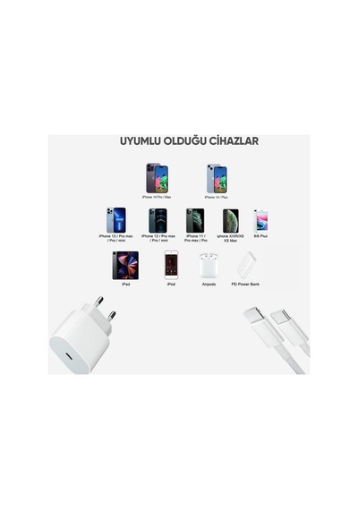İphone Hızlı Şarj Aleti 8 X Xs Xr 11 12 13 14 Pro Max Mini Plus Uyumlu 20w Gerçek Güç Pd Qc 4.0 Destekli Hızlı Şarj Adaptörü Ve Type-c To Lightning Kablo Seti