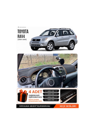 Toyota Rav4 2000-2005 Uyumlu Torpido Örtüsü, Torpido Kılıfı - Siyah Kahverengi