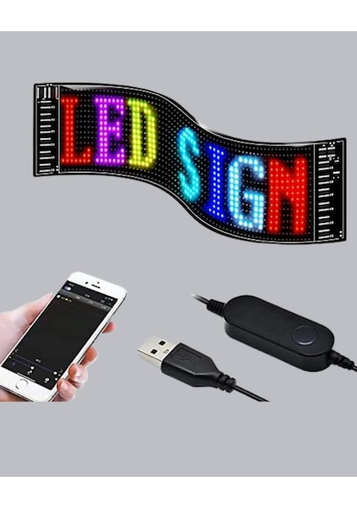 Mey İthalat Rgb Led Panel Usb Güç Girişli, Gıf Ve Yazı Gösterimli Akıllı Ekran -