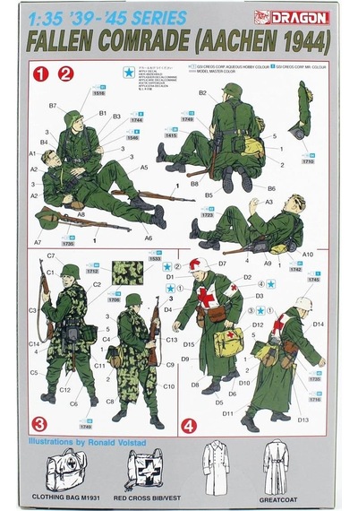 Dragon 6119 1/35 Ölçek, Yere Düşmüş Yoldaş Ve Asker Figürleri Aachen1944 , Plastik Model Kiti-57350