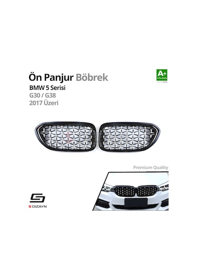 S-dizayn Bmw 5 Serisi G30/g38 Ön Panjur Böbrek Parlak Siyah Çerçeveli Krom Diamond Model 2017 Üzeri
