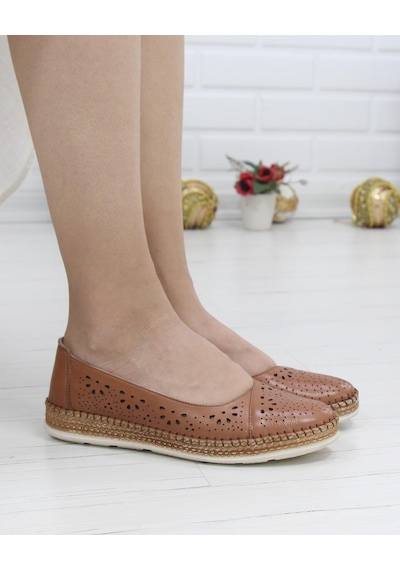 Nesil Shoes Syg P24 Taba Hakiki Deri Kadın Ayakkabı-taba Taba