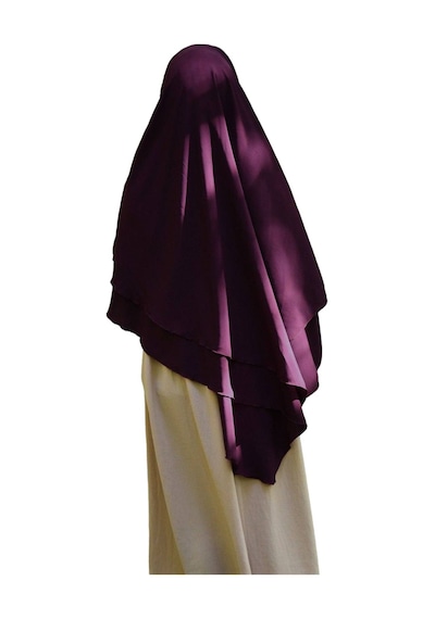 Melodi Scarf Kadın Tesettür Sufle Khimar Peçeli Üç Katlı Şifon Şal Mor Mor