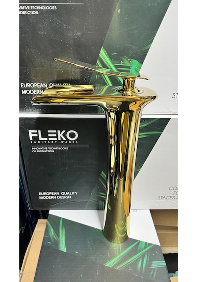 Gold Şelale Çanak Lavabo Bataryası Altın - Gold