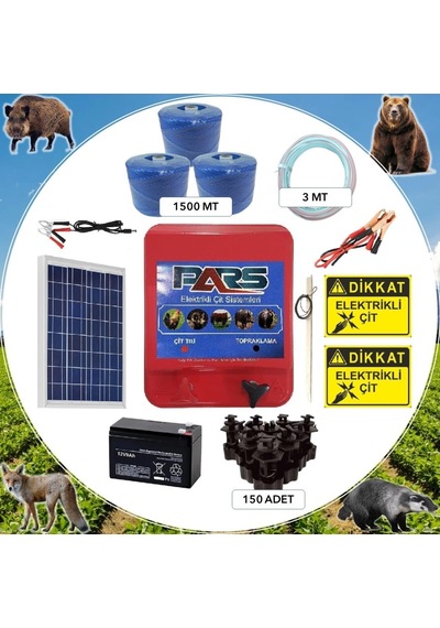 Pars Elektrikli Çit Ayı-domuz Kovucu Eco Set 1500 Demir Direk İzolatörlü