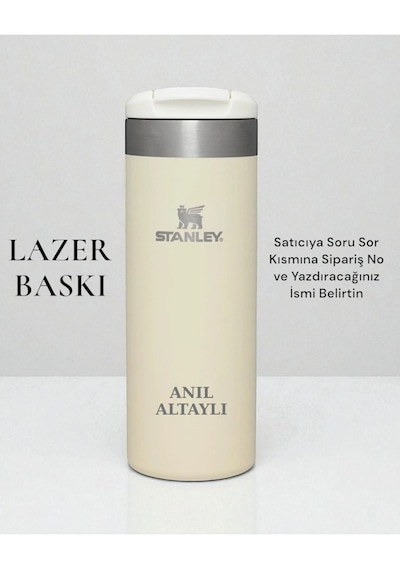 Kişiye Özel Aerolight™ Seyahat Kupası | 0,47 L Krem İsimli Tasarımlı Baskı