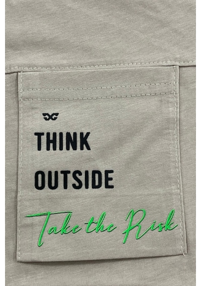 New Kids Think Outside Baskılı Pamuk Erkek Çocuk Tişört-91111 Bej