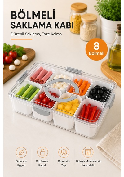 Emilahome Bölmeli Atıştırma Kabı Kahvaltılık Çok Amaçlı Organizer Gri - 878793679 Gri