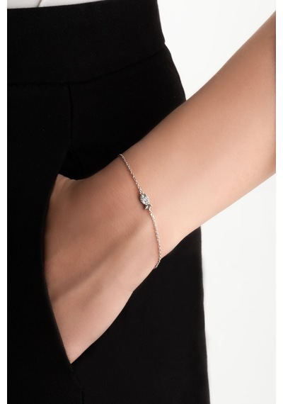 So Chic Kayıp Balık 18 Ayar Beyaz Altın Kaplama 19 Cm Gümüş Bileklik Rodyum