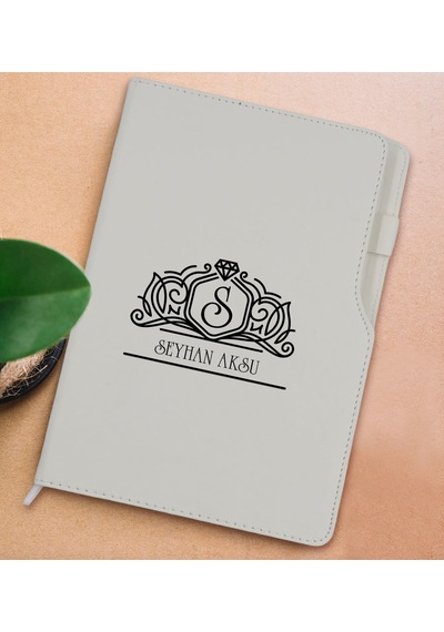 BK Gift Kişiye Özel İsimli Beyaz Termo Deri Not Defteri 15x21cm-1