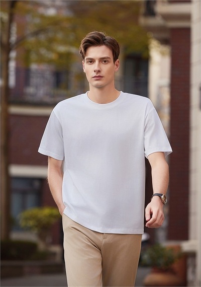 New Performance Premium Basic T-shirt %61,7 Pamuk %34,7 Polyester %3,6 Dut İpeği Beyaz
