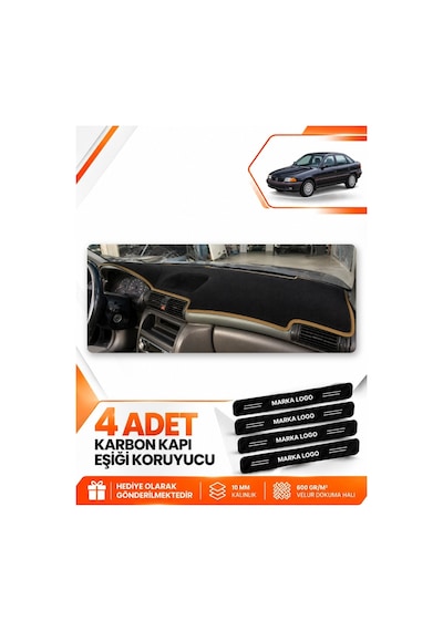 Opel Astra F Airbagli 1991-1998 Uyumlu Ön Torpido Koruma Kılıfı Örtüsü - Siyah Kahverengi