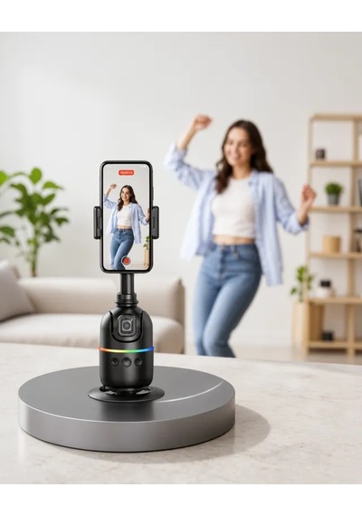 Astraltech Yapay Zeka İle Yüz Takipli 360 Dönen Masaüstü Telefon Sabitleyici