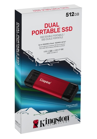 Kingston 512gb 1050/950mb/s Usb Gen 2.2 Type-c Mini Kırmızı Harici Taşınabilir Ssd Bellek