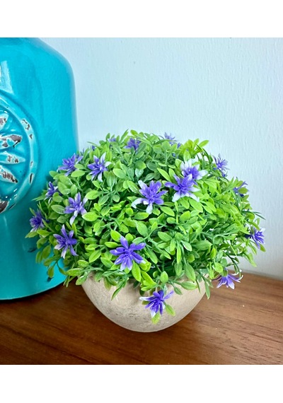 Premium Saksılı Yapay Çiçek Dekoratif Masaüstü Bitkisi 13x16 Cm Çok Renkli