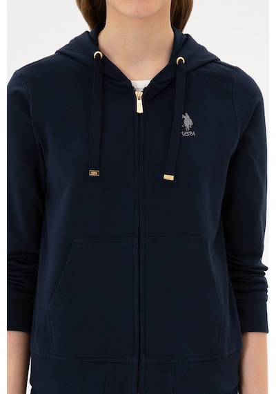 U.S. Polo Assn. Kadın Lacivert Fermuarlı Kapüşonlu Sweatshırt 50313594-VR033
