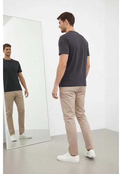 Assema Erkek Bisiklet Yaka Tişört Regular Kalıp Basic Pamuklu T-shirt - Füme Çok Renkli