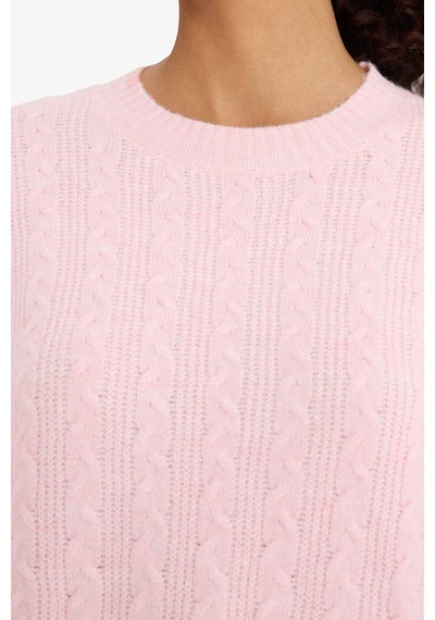Defacto Oversize Geniş Kalıp Bisiklet Yaka Triko Kazak F3894ax25wnpn344 Pembe