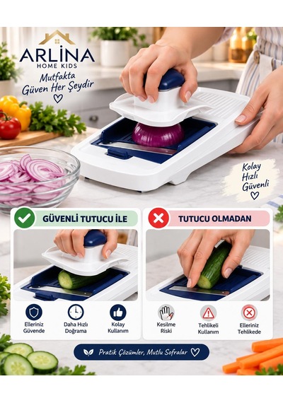 Çok Fonksiyonlu 8 Bıçaklı Doğrayıcı Set Sebze & Meyve Dilimleme, Rendeleme Ve Küp Doğrama Aparatı1,8 Lt Beyaz