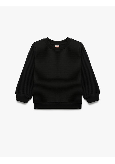 Koton Uzun Kollu Bisiklet Yaka Basic Sweatshirt Siyah 7wmb10015tk