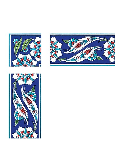 Armada Çini 10x10 Cm Ksk 18 Osmanlı Yaprak Desen Çini Bordür Köşe
