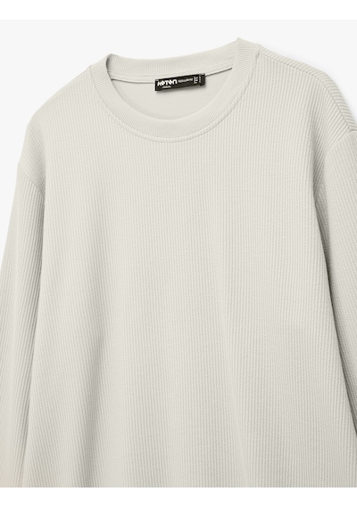 Koton Regular Fit Uzun Kollu Bisiklet Yaka Basic Sweatshirt Bej 7wam70017mk Ekru