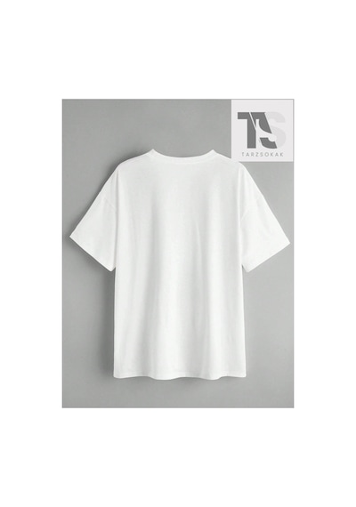 Tarzsokak Goth Kadın Casual Kedi Baskılı T-shirt Beyaz