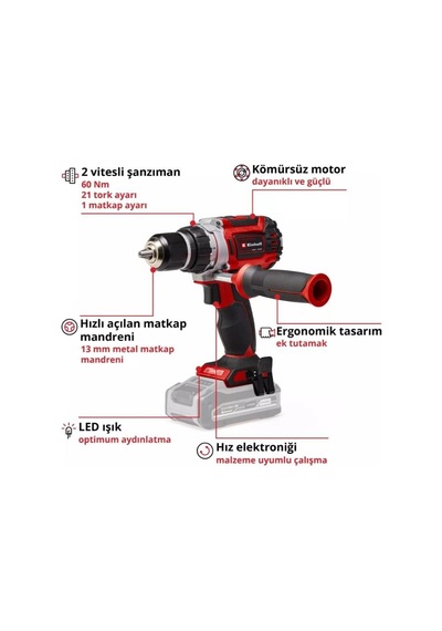 Einhell Tp-cd 18/60 Li Bl Solo Akülü Vidalama Akü Ve Şarj Cihazı