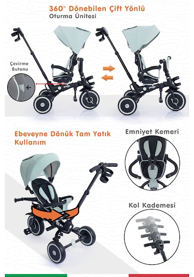 Prego Happy Dino Plus 360 Tamamen Katlanabilir Çocuk Bisikleti