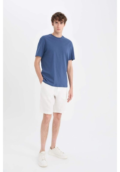 Defacto %100 Keten Regular Fit Yazlık Bermuda Şort D9931ax25smwt33 Beyaz