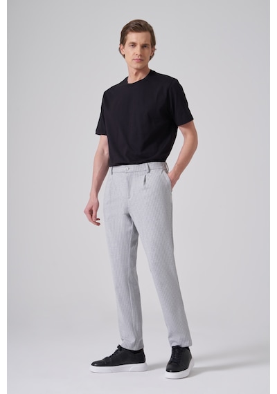 Morven Erkek Gri Trend Çizgili Slim Fit Pantolon 25ms003043100 Gri