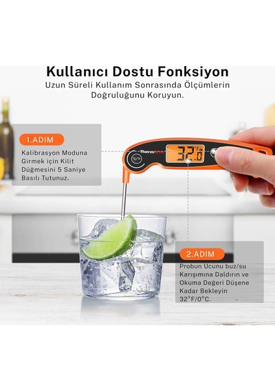 Thermopro Tp605w Ipx6 Su Geçirmez, Katlanabilir Problu Ve Arkadan Aydınlatmalı Ekranlı Anında Okunan Dijital Et Ve Diğer