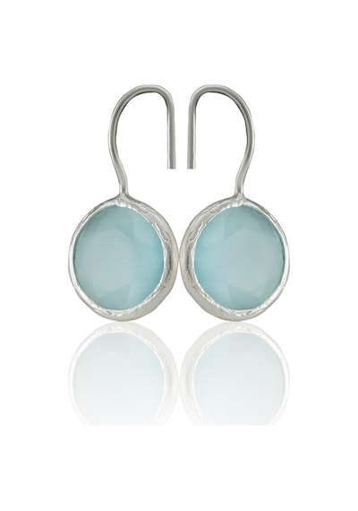 Kadir Jewellery Gümüş Kaplama Kadın Taşlı Küpe -el İşçiliği Ve Hipoalerjenik Küpe Açık Mavi