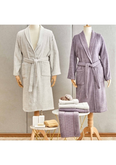 Karaca Home Casita Flos 6 Parça Gri Mürdüm Aile Banyo Seti (523670666) Gri