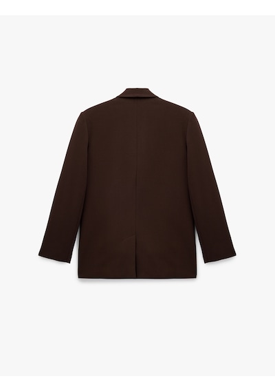Koton Cepli Uzun Kollu Düğmeli Kruvaze Oversize Blazer Ceket Kahverengi 6wak50074pw Kahve