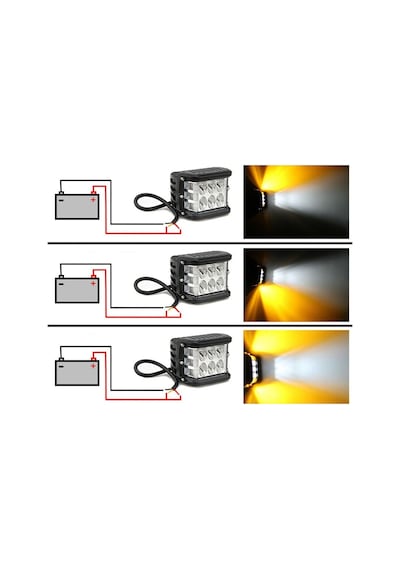 Beyaz Led Sarı Çakarlı Kare Off Road Sis Farı Çalışma Lambası 12 Led 10-30v 36w