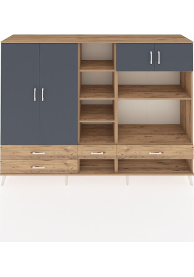 Hyperion Dolap 12 Raflı 4 Çekmeceli 4 Kapaklı 220x44x163 Çam-antr Çam-antrasit/çam Hyperion Dolap 12 Raflı 4 Çekmeceli 4 Kapaklı 220x44x163 Çam-antr Çam-antrasit/çam
