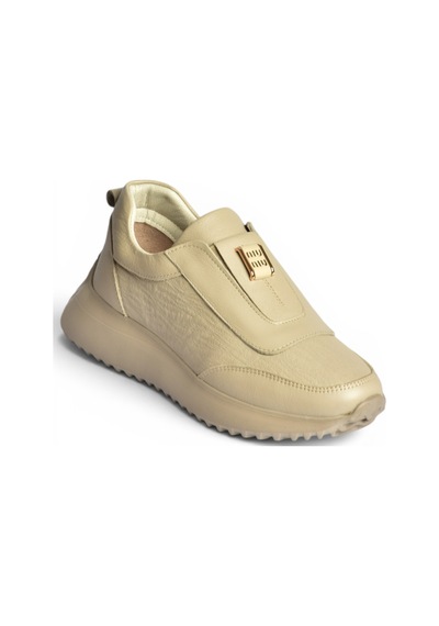 Fox Shoes Z555091903 Vizon Hakiki Deri Kalın Tabanlı Spor Ayakkabı Sneakers