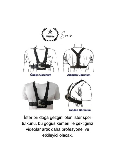 Premium Ayarlanabilir Göğüse Sabitlenen Spor Aksiyon Kamerası Kemeri Video Görüntü Çekim Ekipmanı Diğer