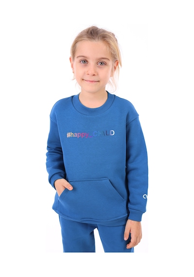 Toontoy Unisex Çocuk Baskılı Sweatshirt Petrol Mavi