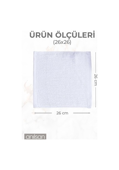 12'li Mini Havlu - 26x26 Cm, %100 Pamuk, Bebek Ve Çocuklar İçin, Yüz Havlusu Olarak Kullanıma Uygun Beyaz