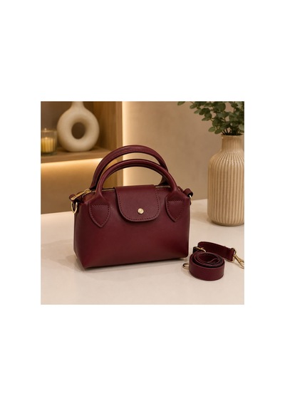 Names Bag Vienesta Oval Mini Doktor Çantası - Çapraz Askılı Kadın Kol Ve Omuz Çantası Bordo