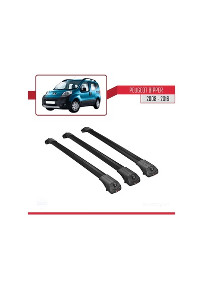 Peugeot Bipper 2008-2016 Arası İle Uyumlu Ace-1 Ara Atkı Tavan Barı Siyah 3 Adet Bar