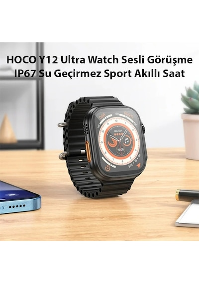Hoco Y12 Ultra Watch Sesli Görüşme Ip67 Su Geçirmez Sport Akıllı Saat- 5775