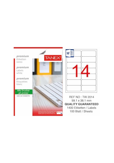 Tanex Tw-2014 Lazer Etiket 99.1 x 38.1 MM 100 Adet
