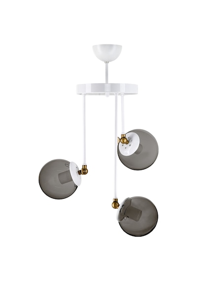 Üçlü Blanco Modern Avize Füme Glop Camlı Beyaz