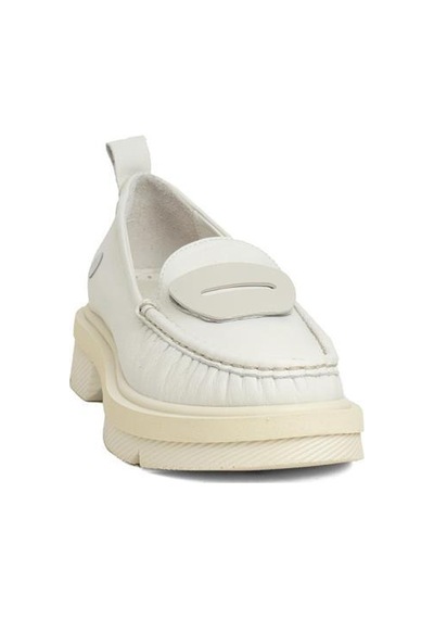 Mammamia D24ya-850 Kalın Taban Loafer Deri Kadın Ayakkabı Krem